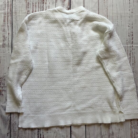 NorthCrest | White Cotton Sweater w/Lace-up Neckline | XL - Picture 2 of 4